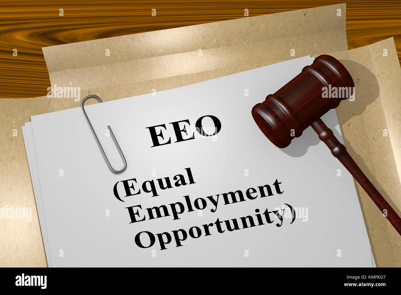 3D illustration of 'EEO (Equal Employment Opportunity)' title on legal document Stock Photo