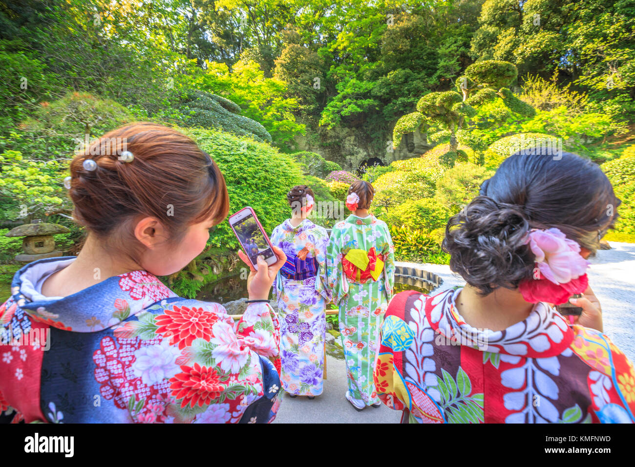 kimono women lifestyle Stock Photo