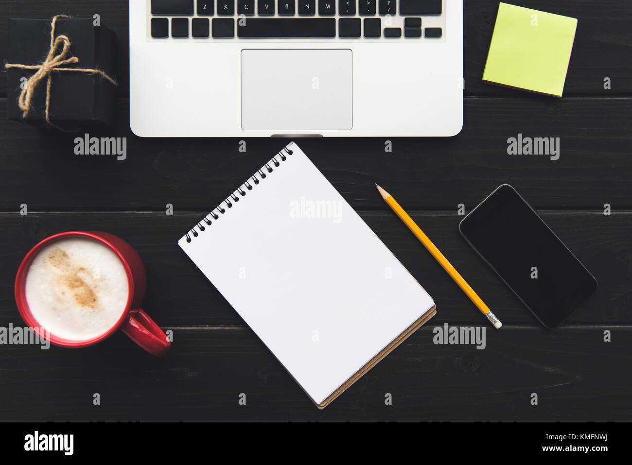 laptop, smartphone and notepad Stock Photo - Alamy