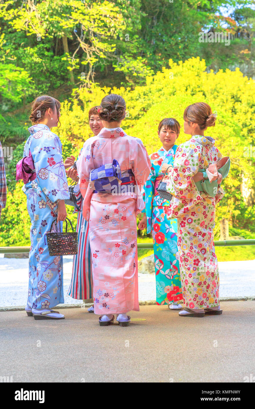 Japanese women in zen garden Stock Photo Alamy
