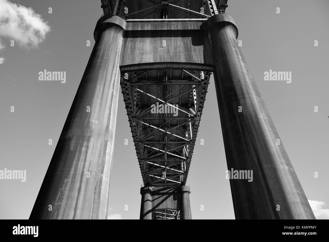 Underneath the Calcasieu River World War II Memorial Bridge connecting