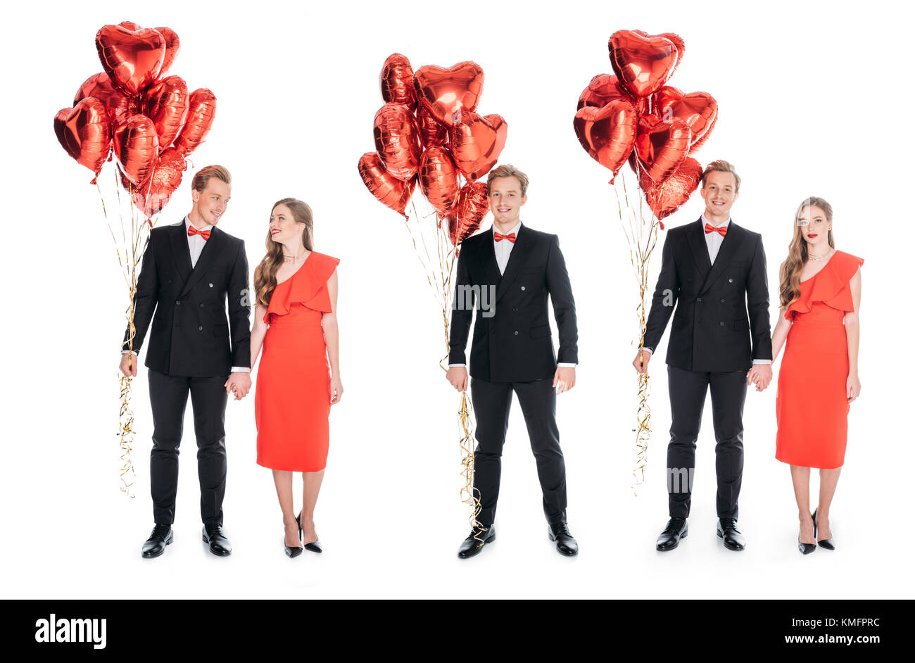 couple with heart shaped balloons Stock Photo - Alamy