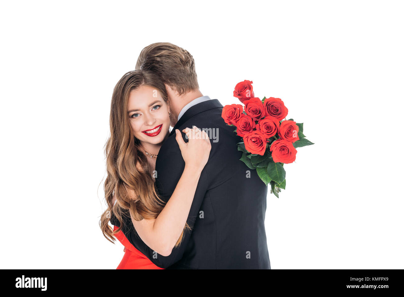 boyfriend giving flowers to his girlfriend on valentine's day Stock Photo -  Alamy
