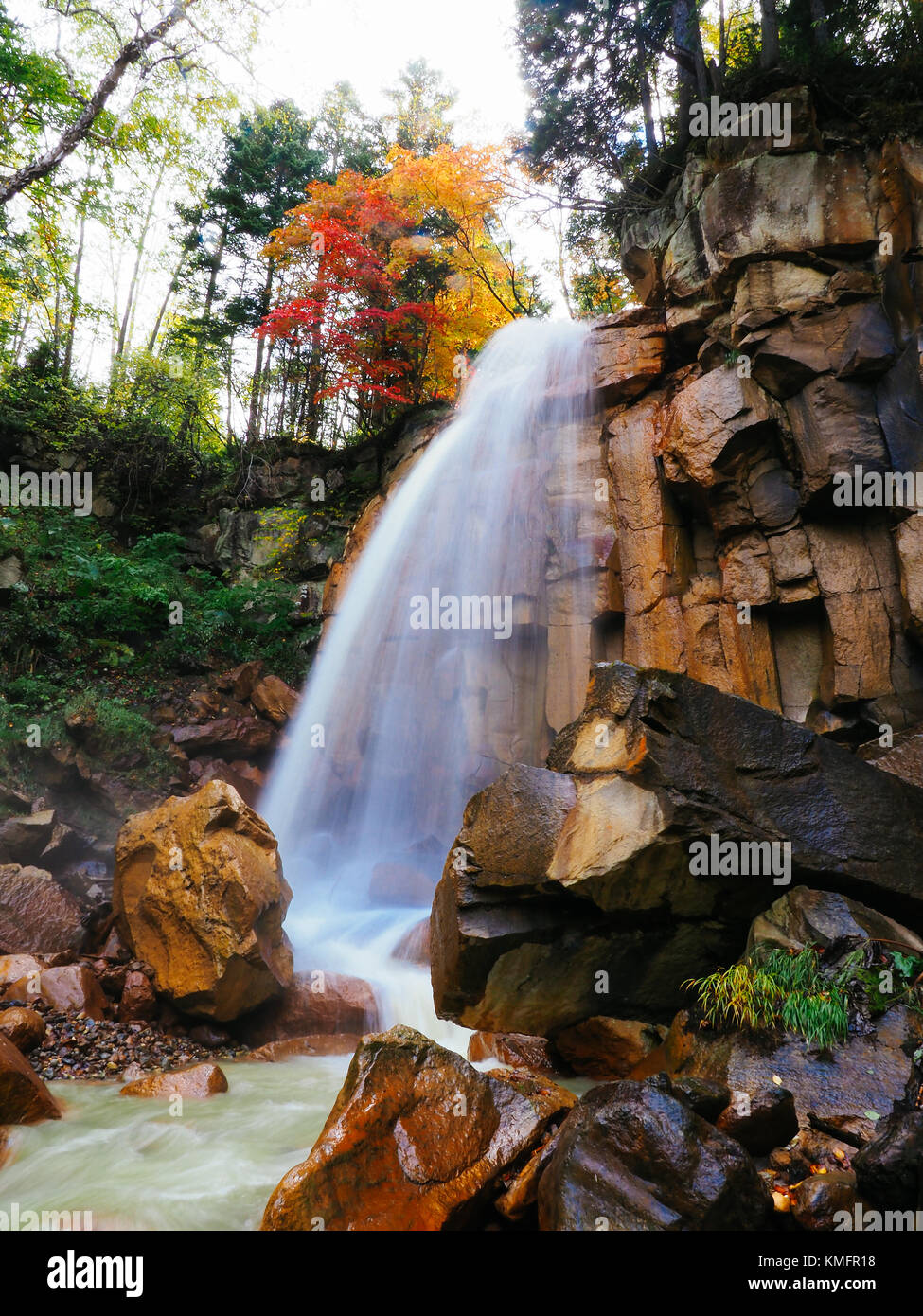 Waterfall in autumn Stock Photo
