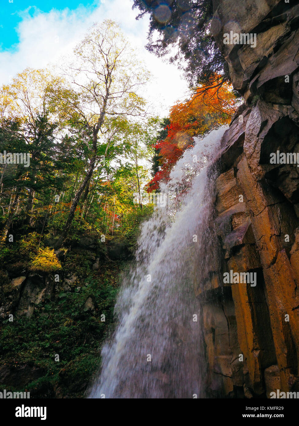 Waterfall in autumn Stock Photo