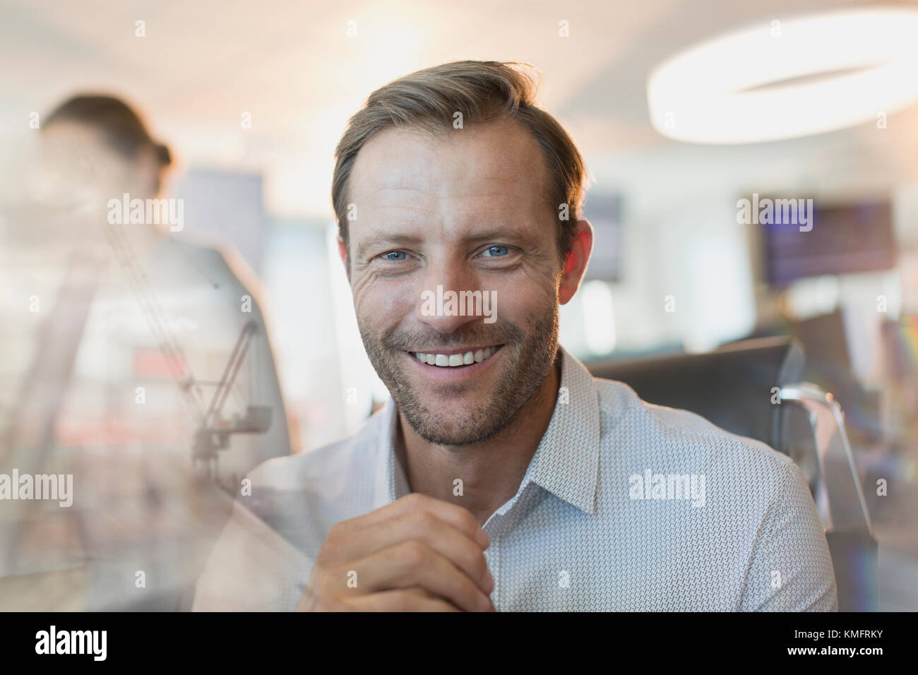 Portrait smiling, confident businessman Stock Photo