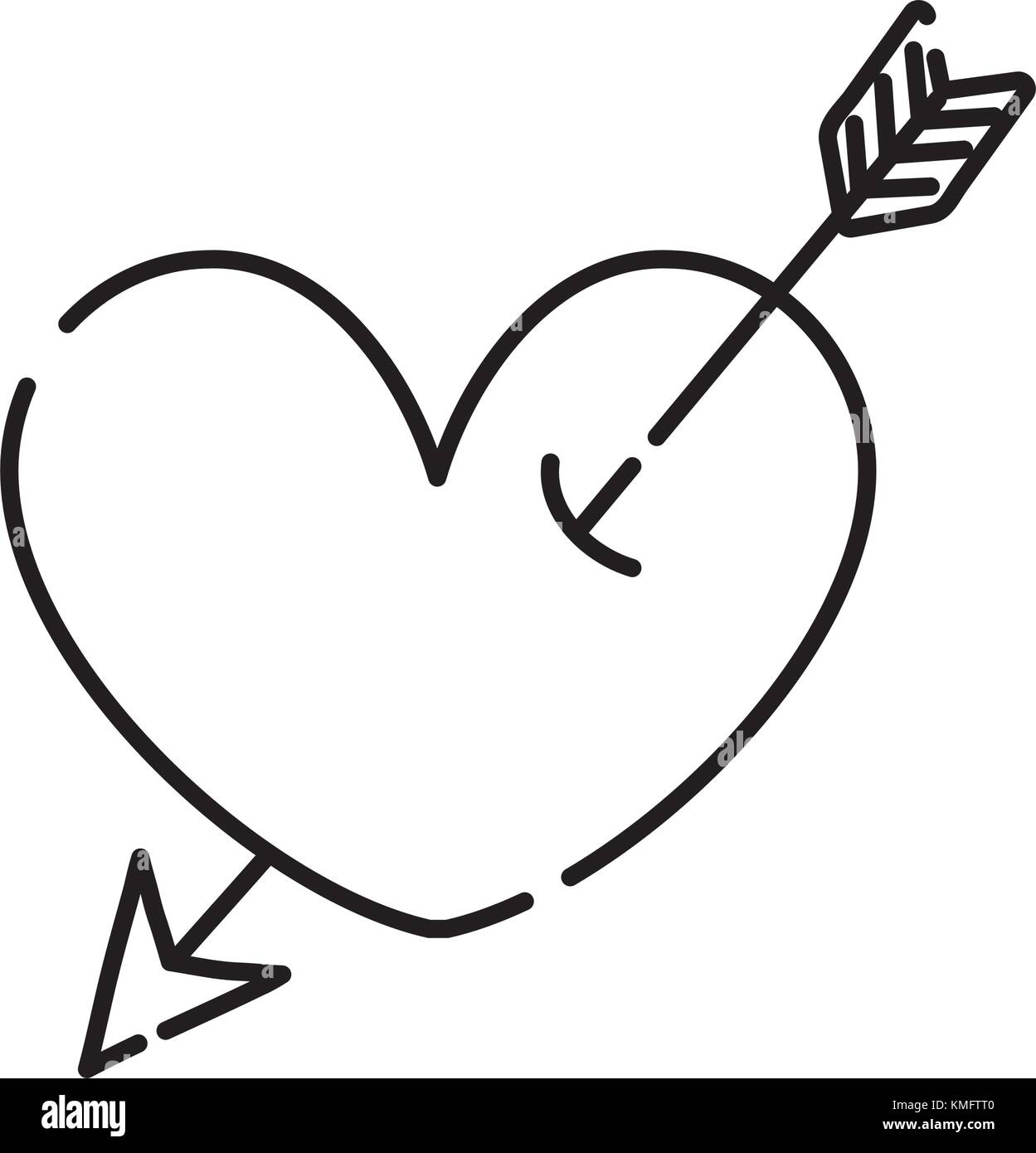 line heart symbol of love with arrow style inside Stock Vector Image ...