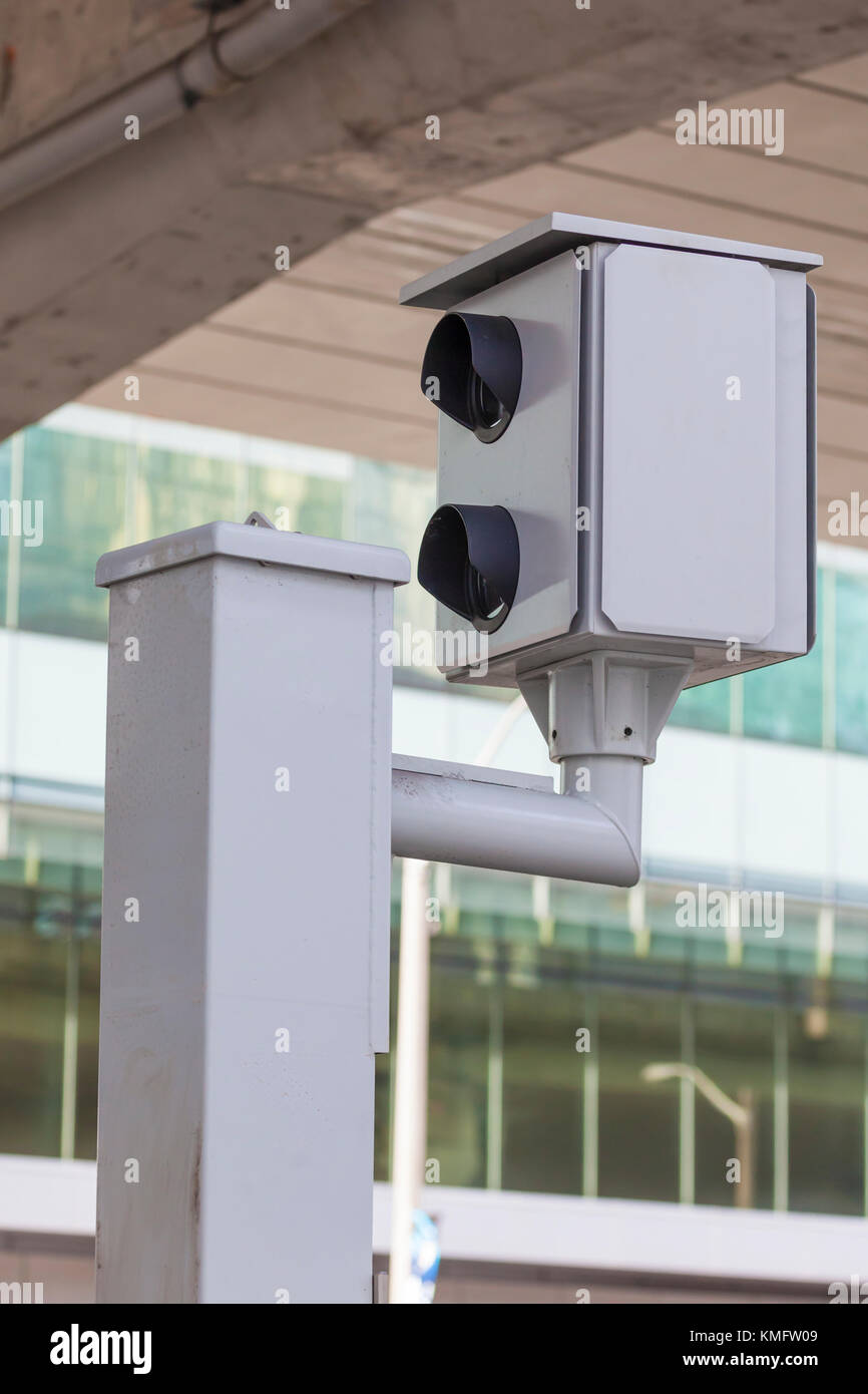 Speed camera on a street in the city Stock Photo