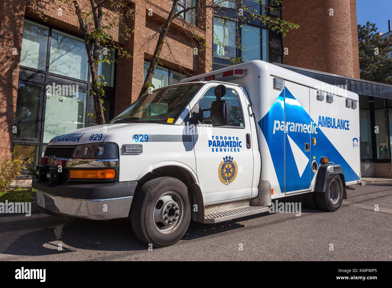 Toronto, Canada - Oct 19, 2017: Paramedic ambulance services vehicle in the city of Toronto, Canada Stock Photo