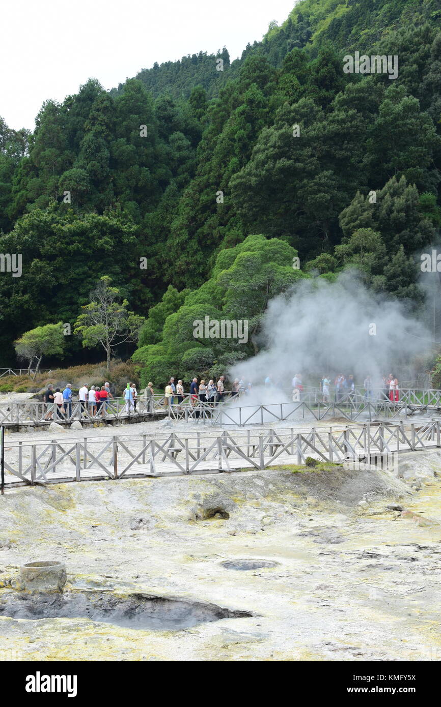 Fumarolas da Lagoa das Furnas, Sao Miguel, Azores, Acores. Geysers