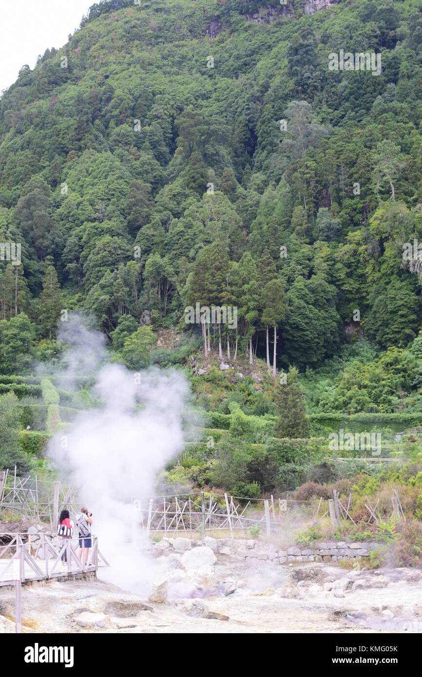 Fumarolas da Lagoa das Furnas, Sao Miguel, Azores, Acores. Geysers