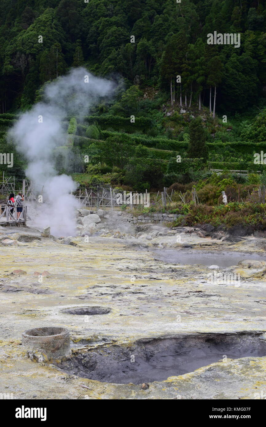 Fumarolas da Lagoa das Furnas, Sao Miguel, Azores, Acores. Geysers