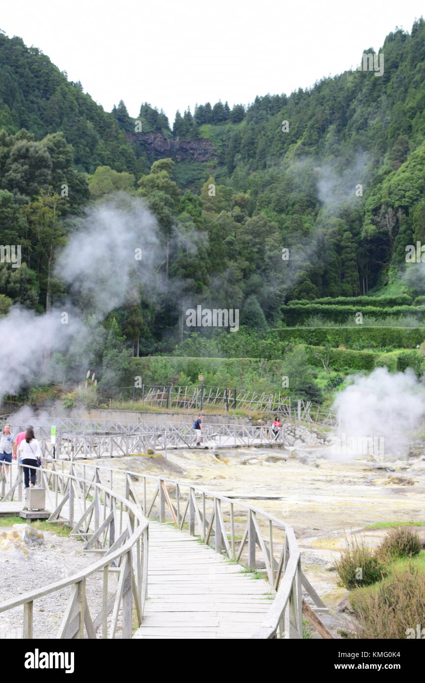 Fumarolas da Lagoa das Furnas, Sao Miguel, Azores, Acores. Geysers