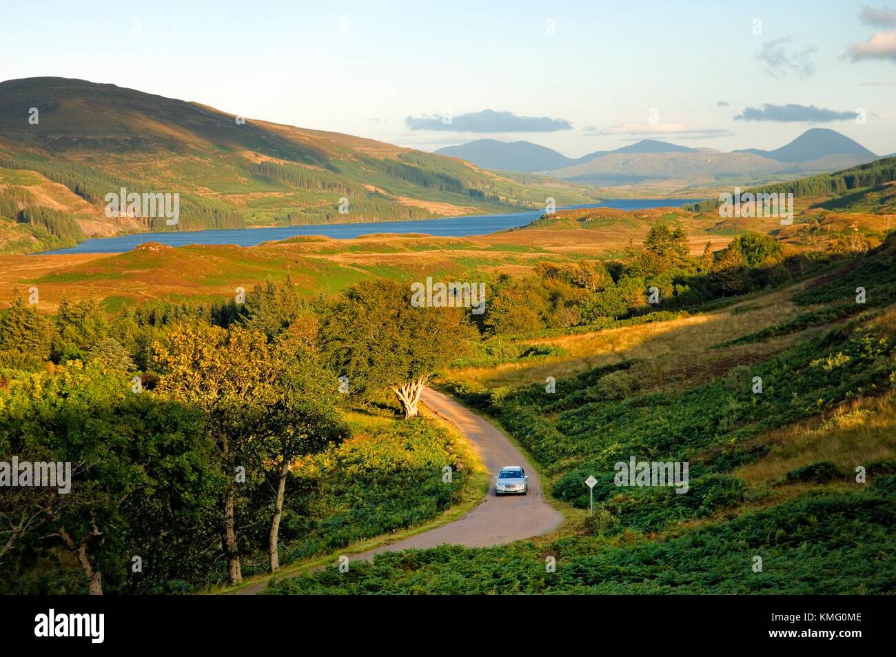 Isle of Mull, Inner Hebrides, Scotland. Car touring on country road