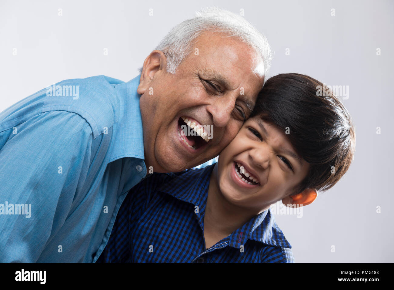 Portrait of grandfather and grandson Stock Photo
