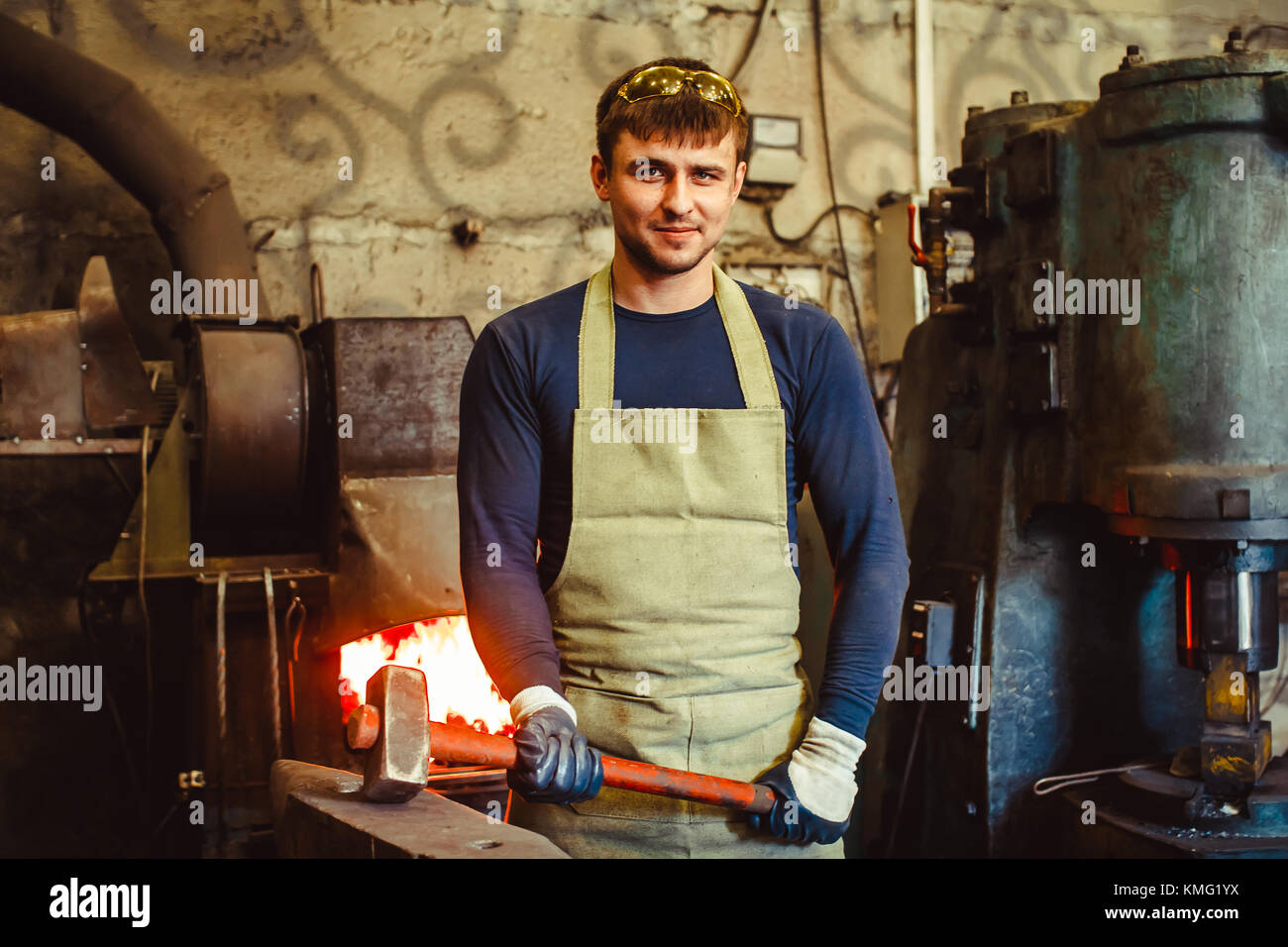 two are in working clothes in the Stock Photo Alamy