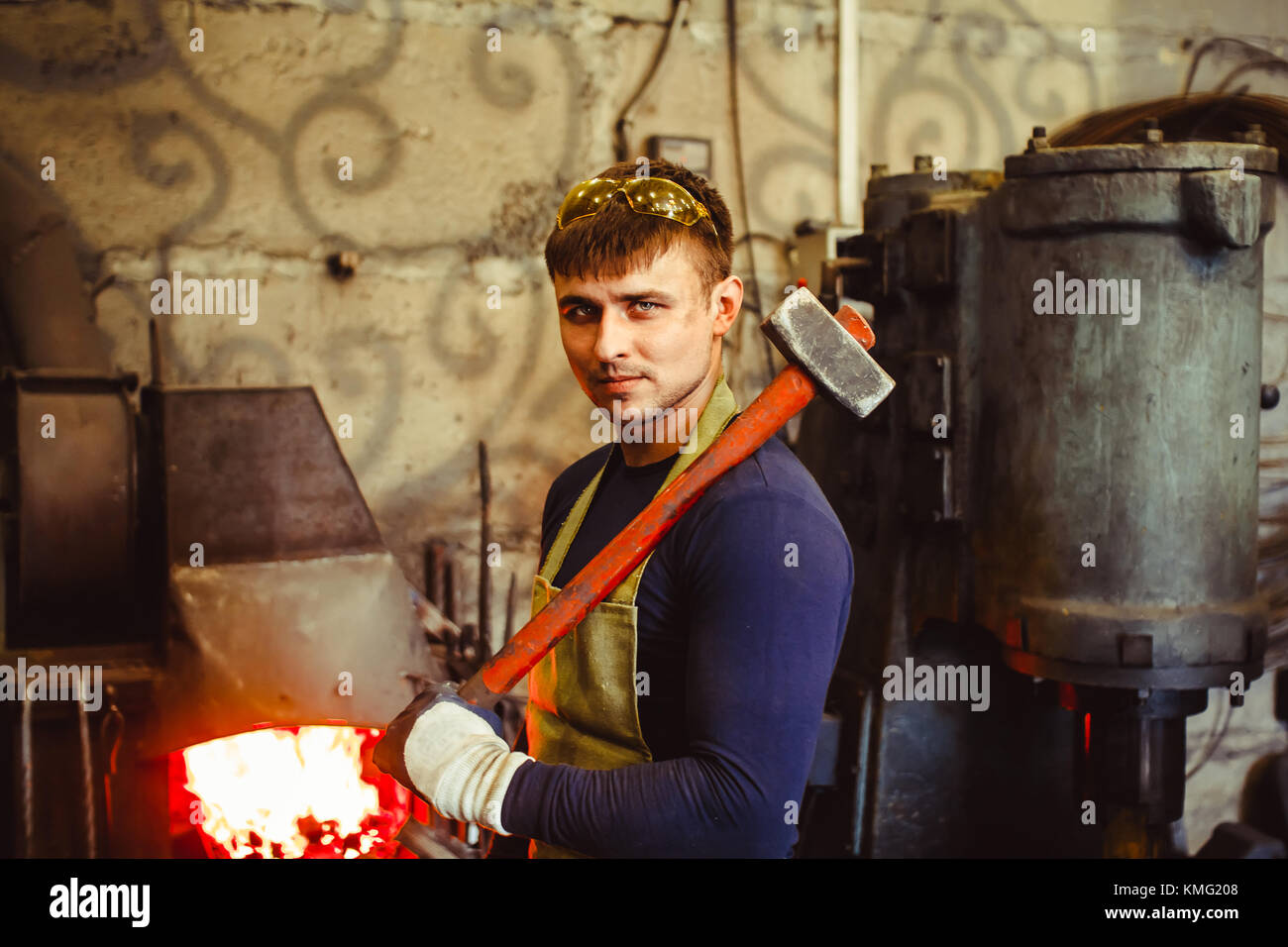 two are in working clothes in the Stock Photo Alamy