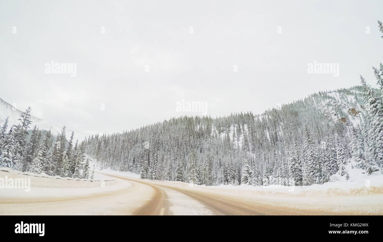 POV point of view Driving over Berthoud Pass after winter storm in Colorado Stock Photo Alamy