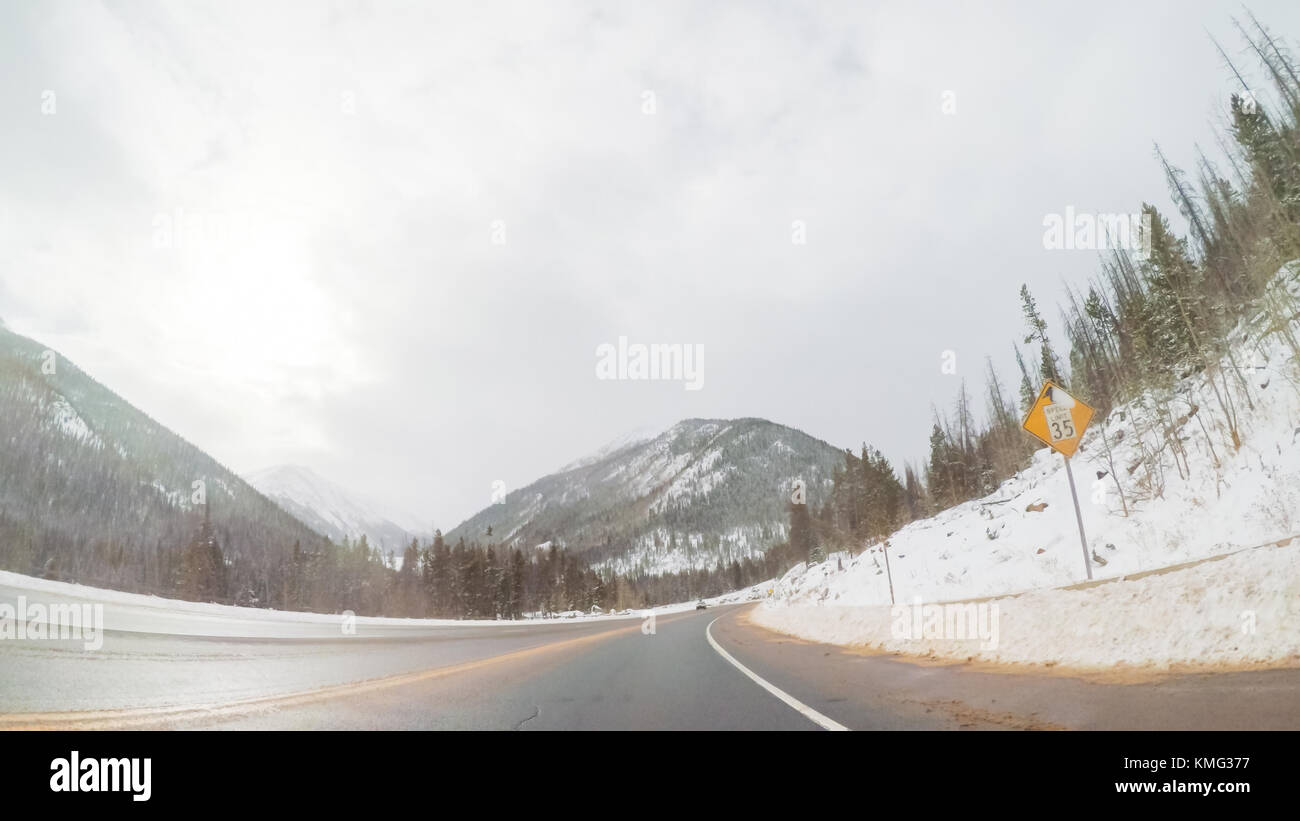 POV point of view Driving over Berthoud Pass after winter storm in Colorado Stock Photo Alamy