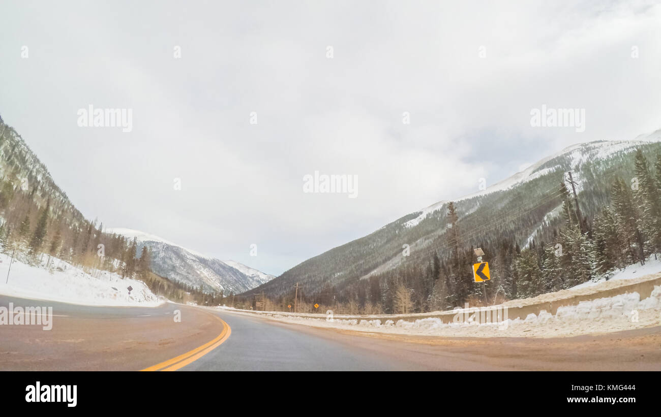 POV point of view Driving over Berthoud Pass after winter storm in Colorado Stock Photo Alamy