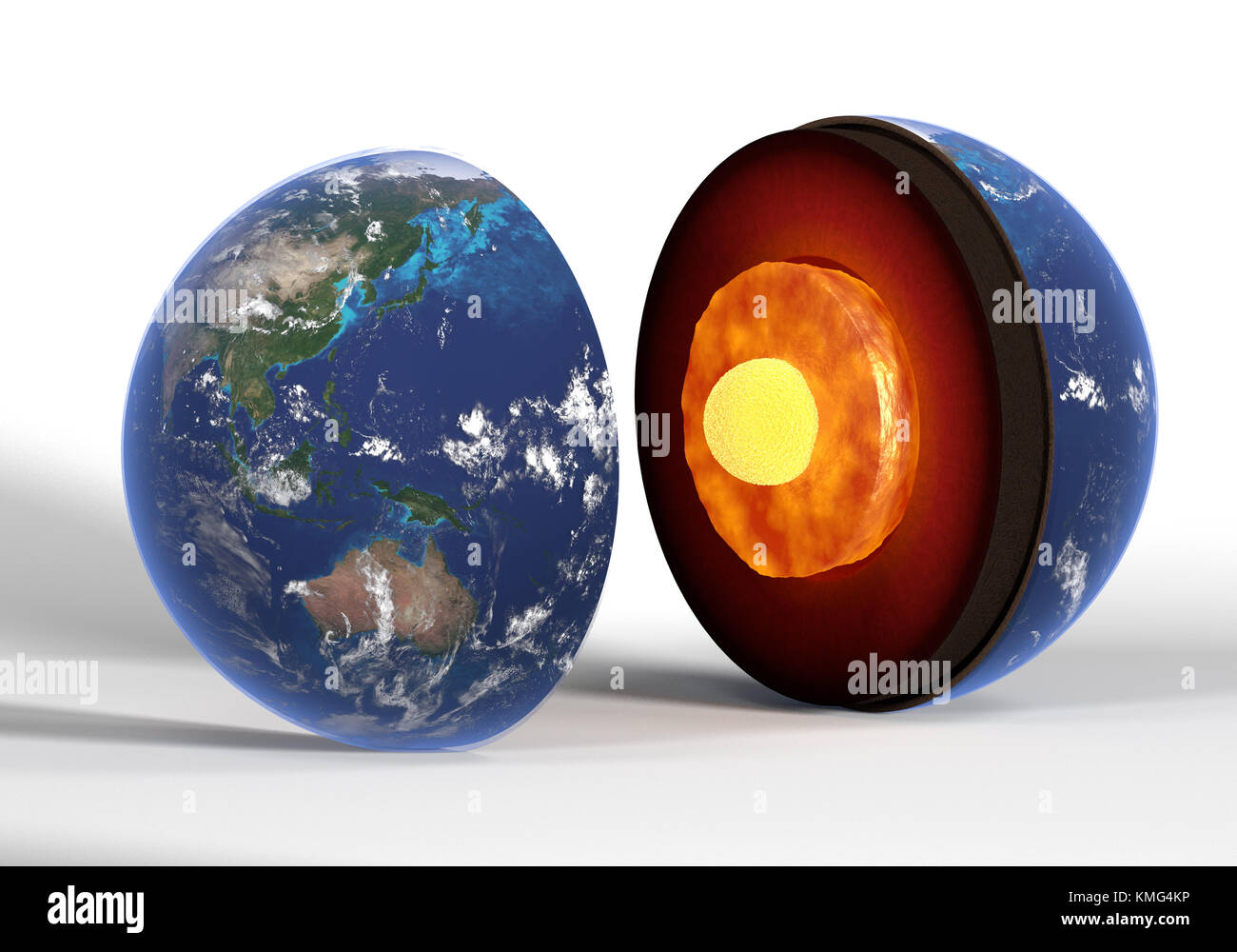 Rendering 3D of the inner structure of the earth. Scientific rappresentation. Stock Photo