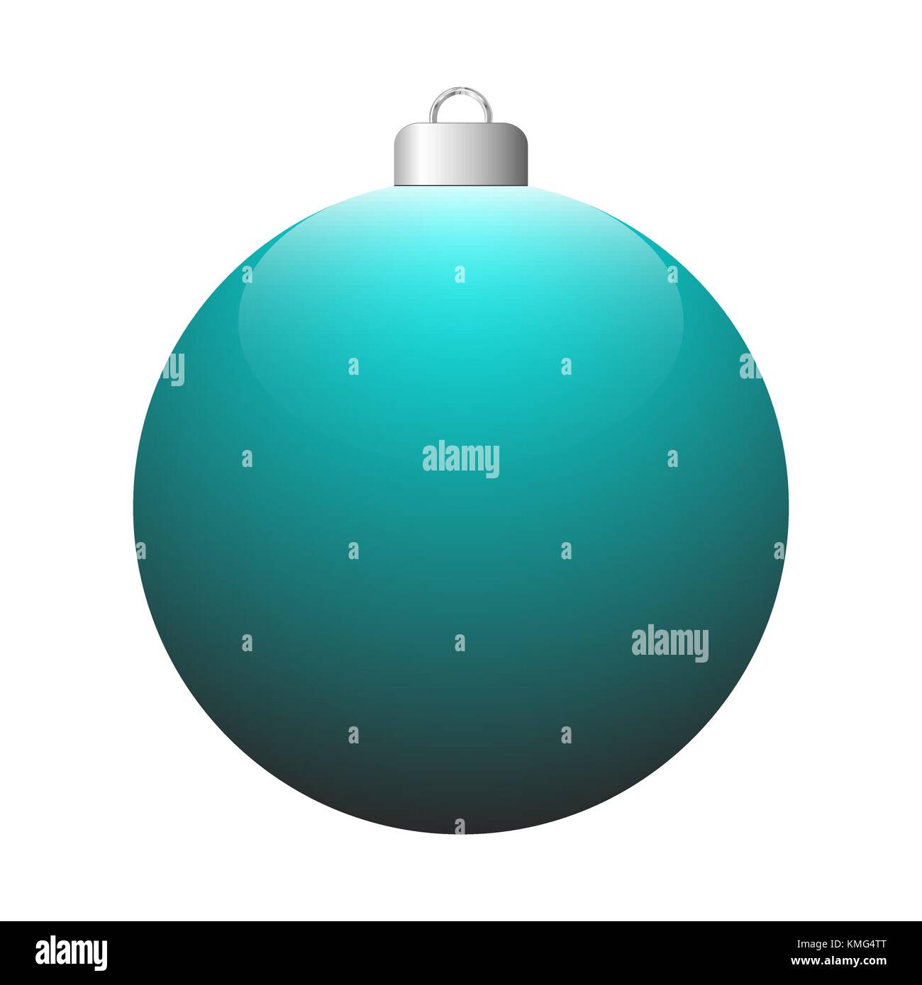 Vector turquoise glossy Christmas ball isolated on white background. Stock Vector