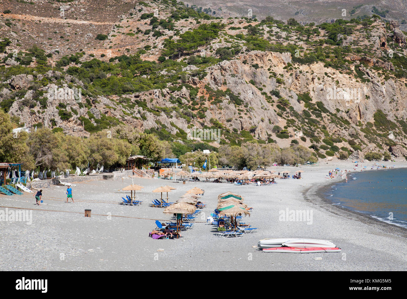 Sougia beach and village, Crete island, Greece, Europe Stock Photo