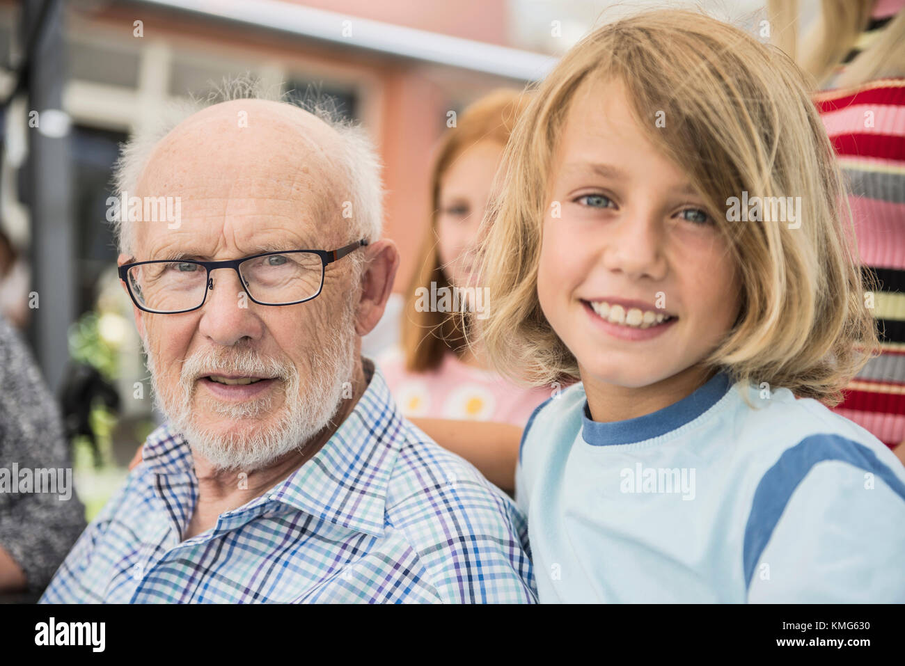 Portrait of grandfather with grandson Stock Photo