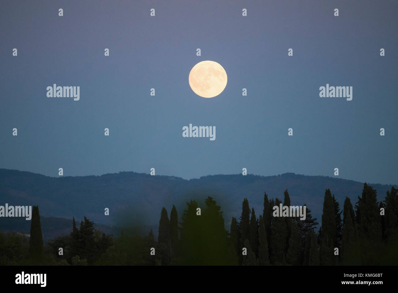 Night landscape in Tuscany Stock Photo