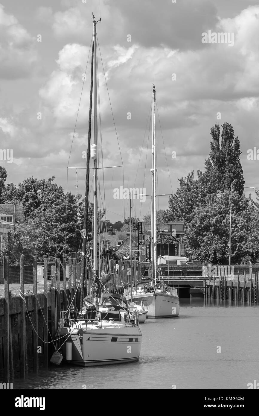 Luxury Yacht On Mooring Black And White Stock Photos & Images - Alamy