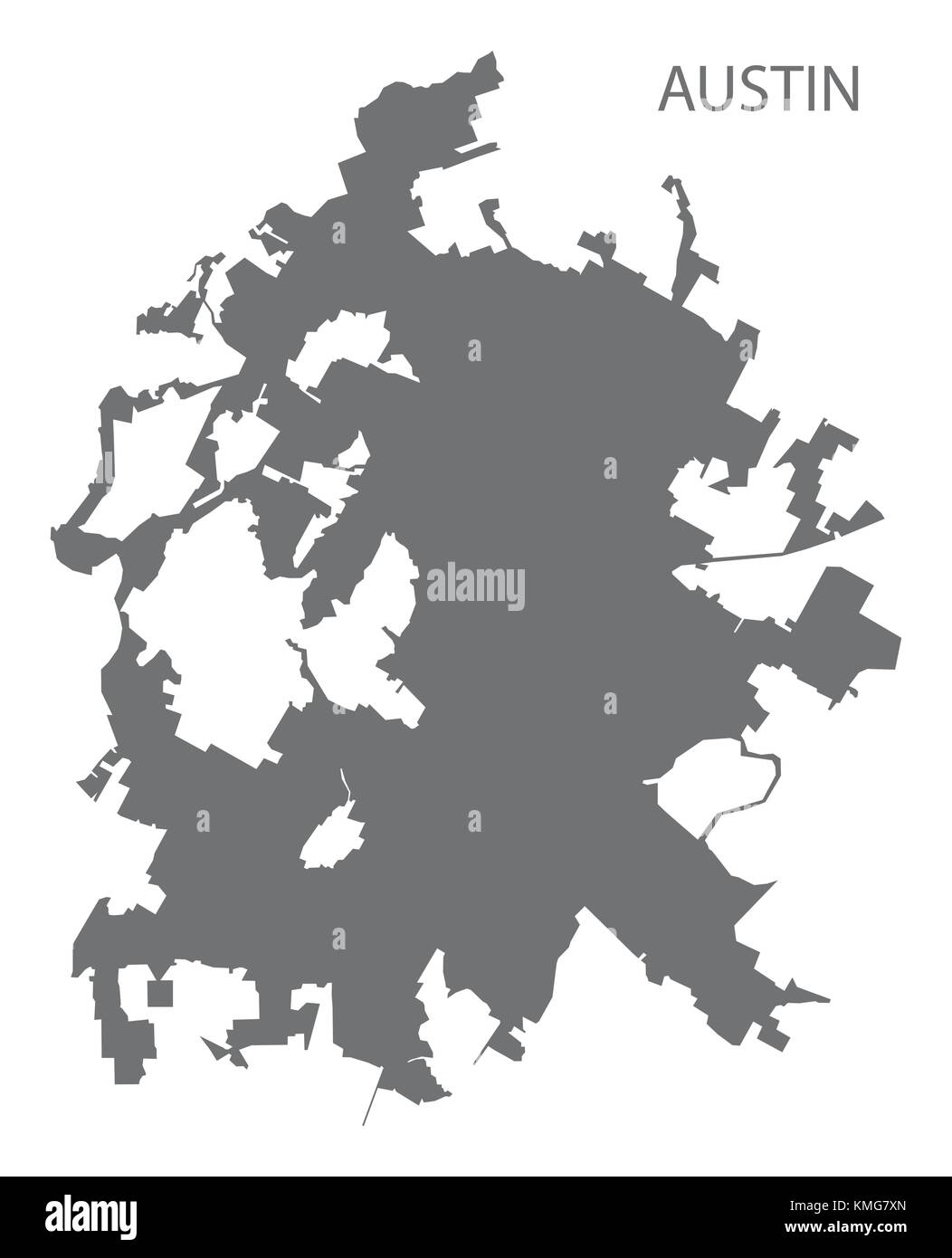 Austin Texas city map grey illustration - Austin Texas City Map Grey Illustration Silhouette KMG7XN