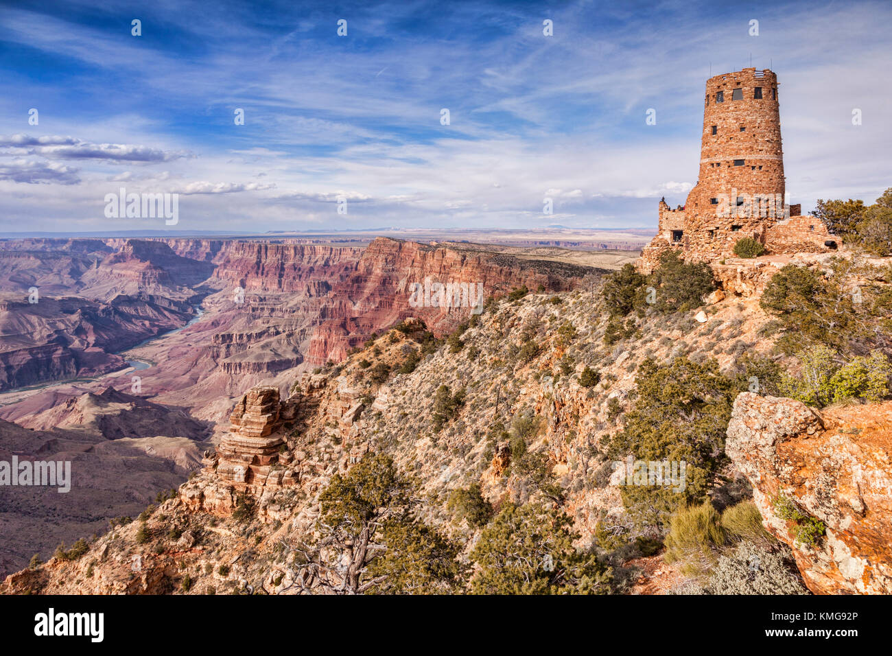 Desert View Watchtower, Grand Canyon National Park, Arizona. Stock Photo