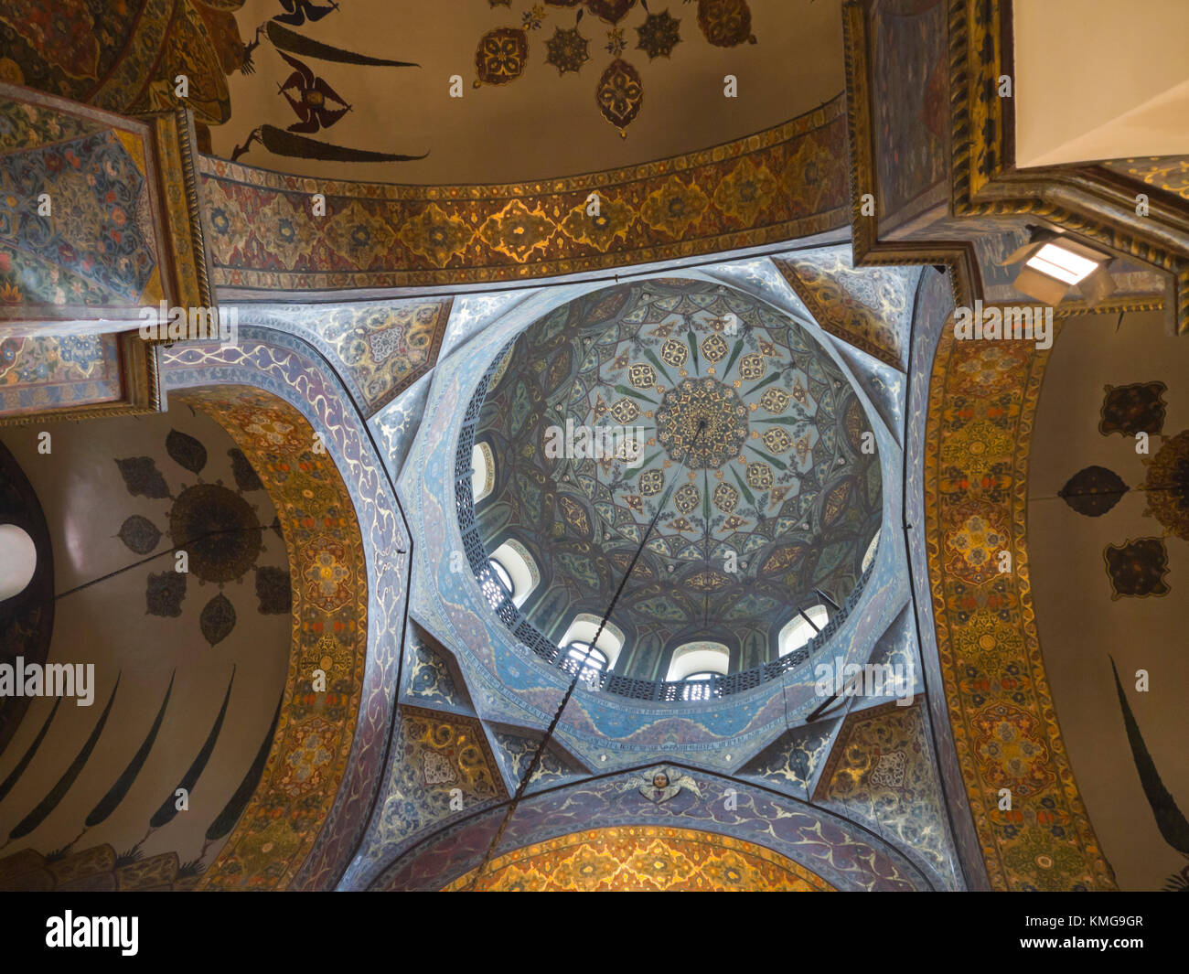 Mother See of Holy Etchmiadzin, seat of the Apostolic Church, in Vagharshapat Armavir, Armenia, interior view from the cathedral with decorated dome Stock Photo