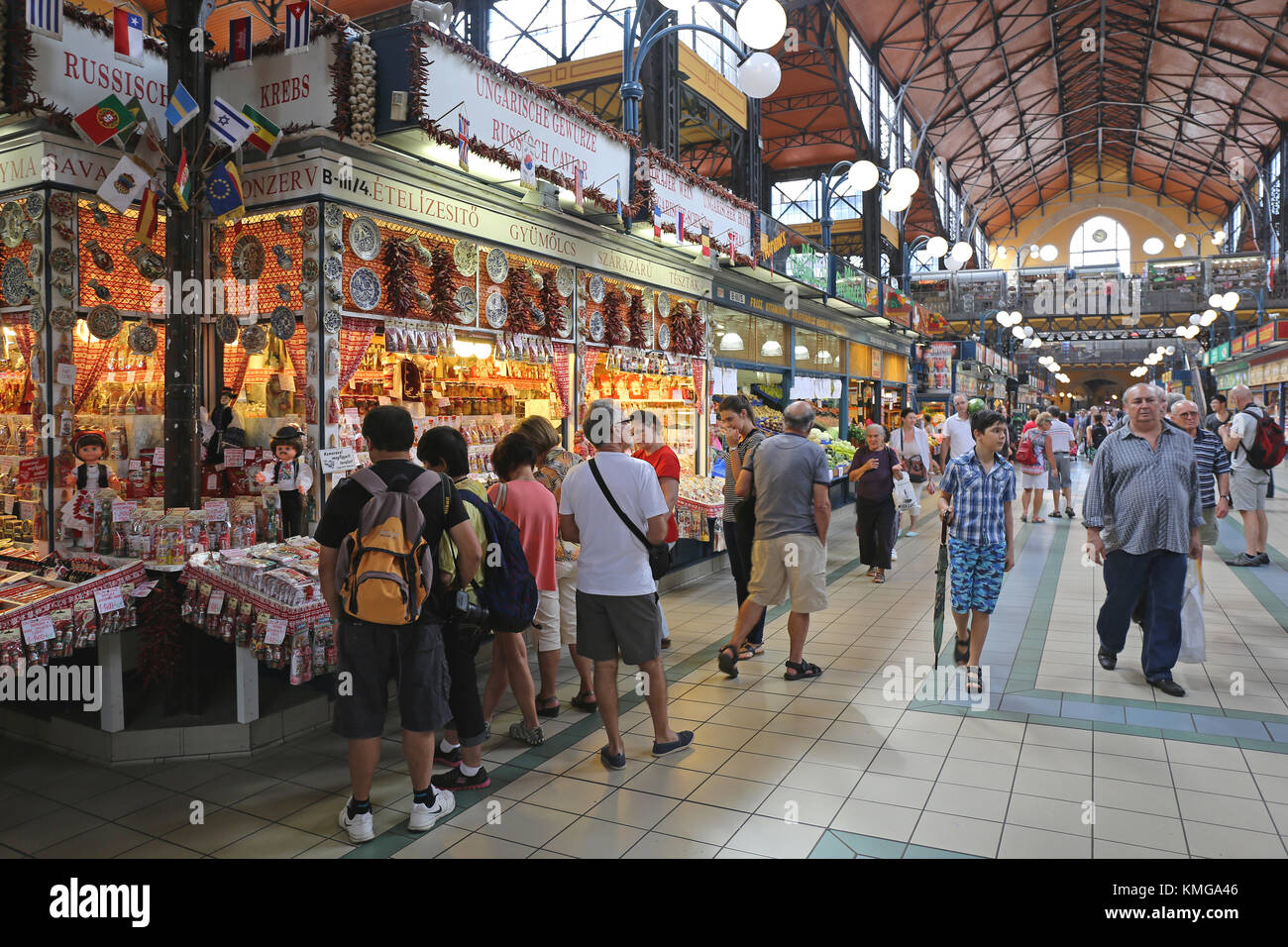 BUDAPEST, HUNGARY JULY 13, 2015 Hungarian Souvenir Shop at Central