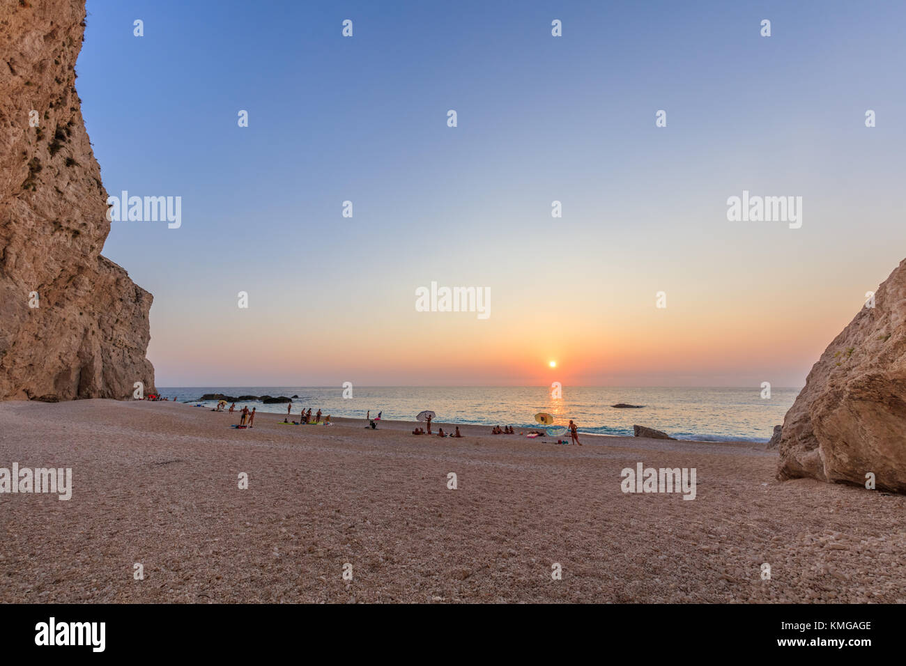 sunset in Porto Katsiki beach. Lefkada, Greece Stock Photo