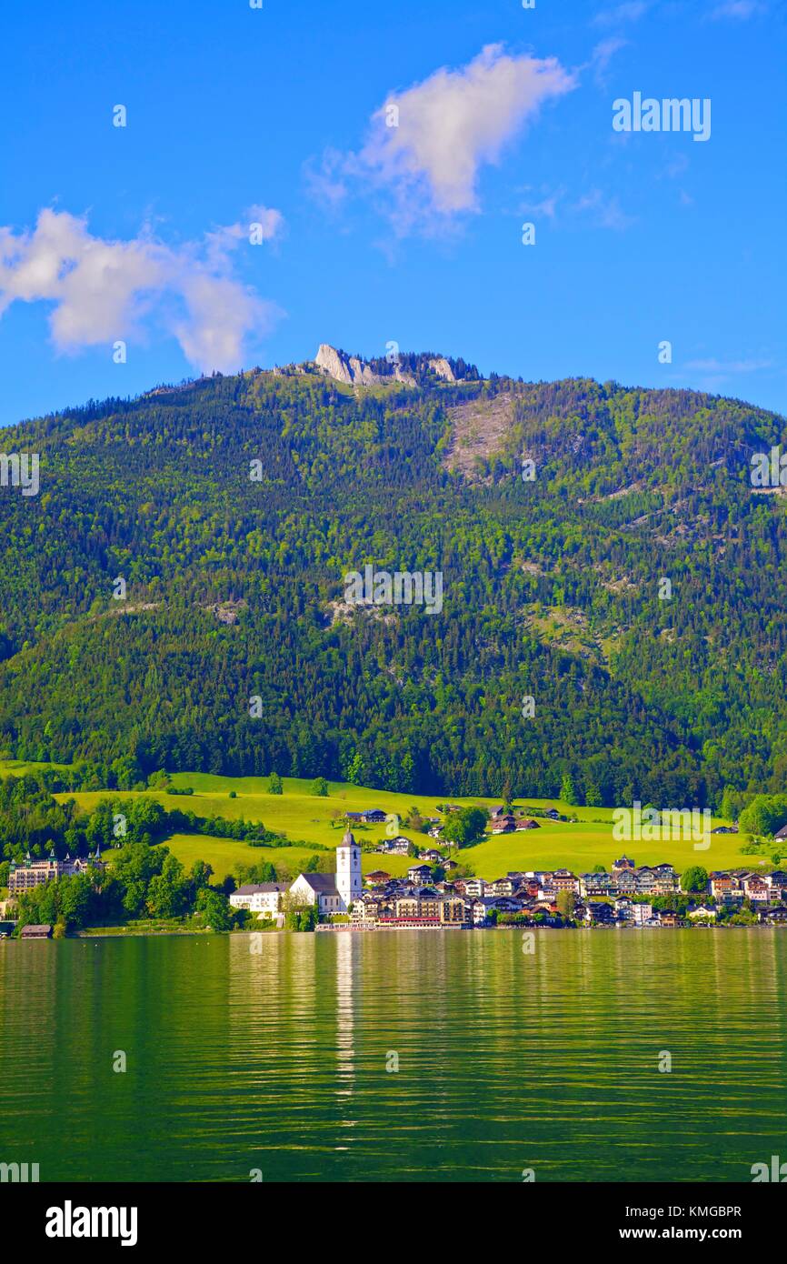 View Across Wolfgangsee Lake, St. Wolfgang, Austria, Europe, Stock Photo