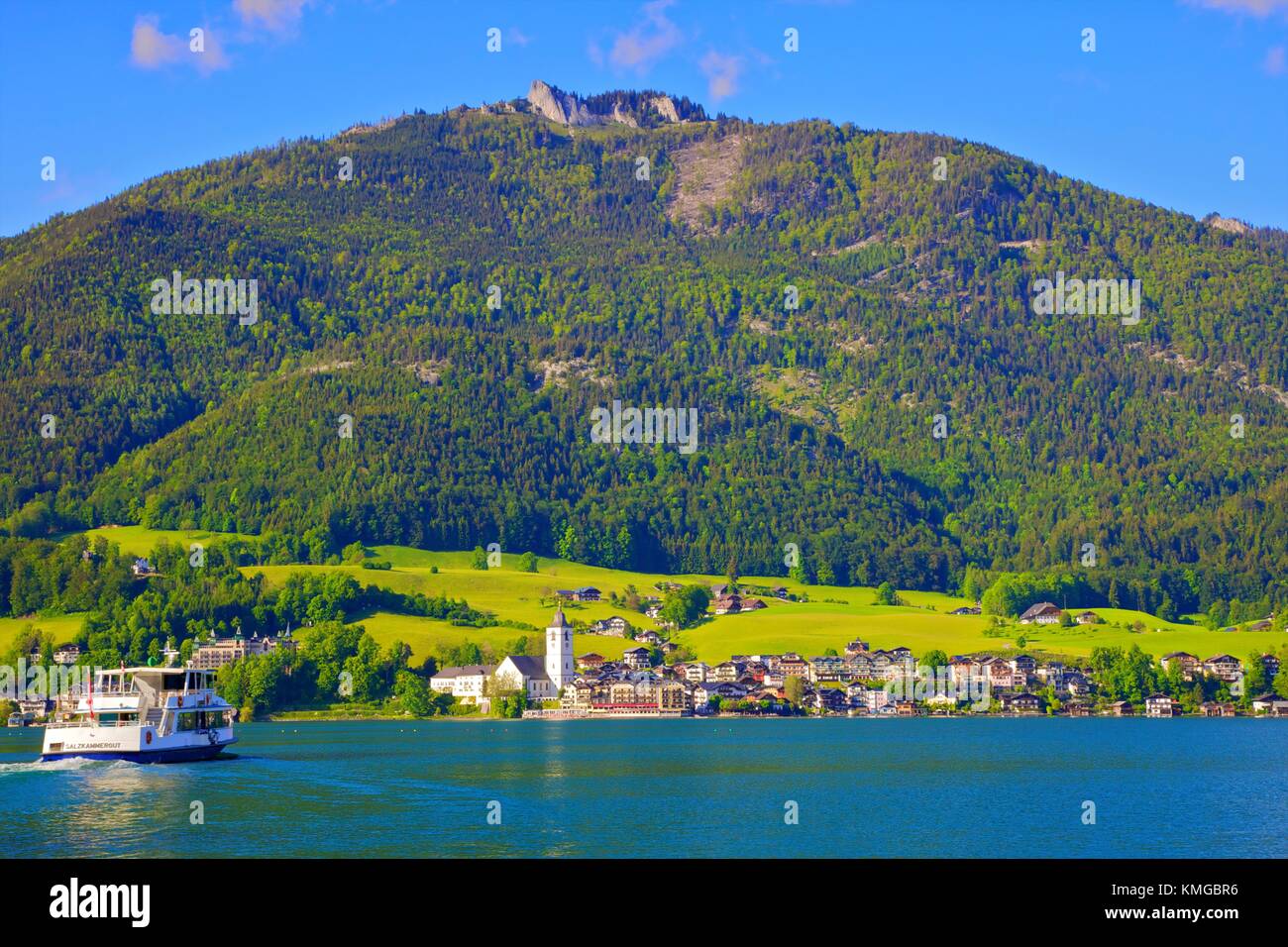 View Across Wolfgangsee Lake, St. Wolfgang, Austria, Europe, Stock Photo