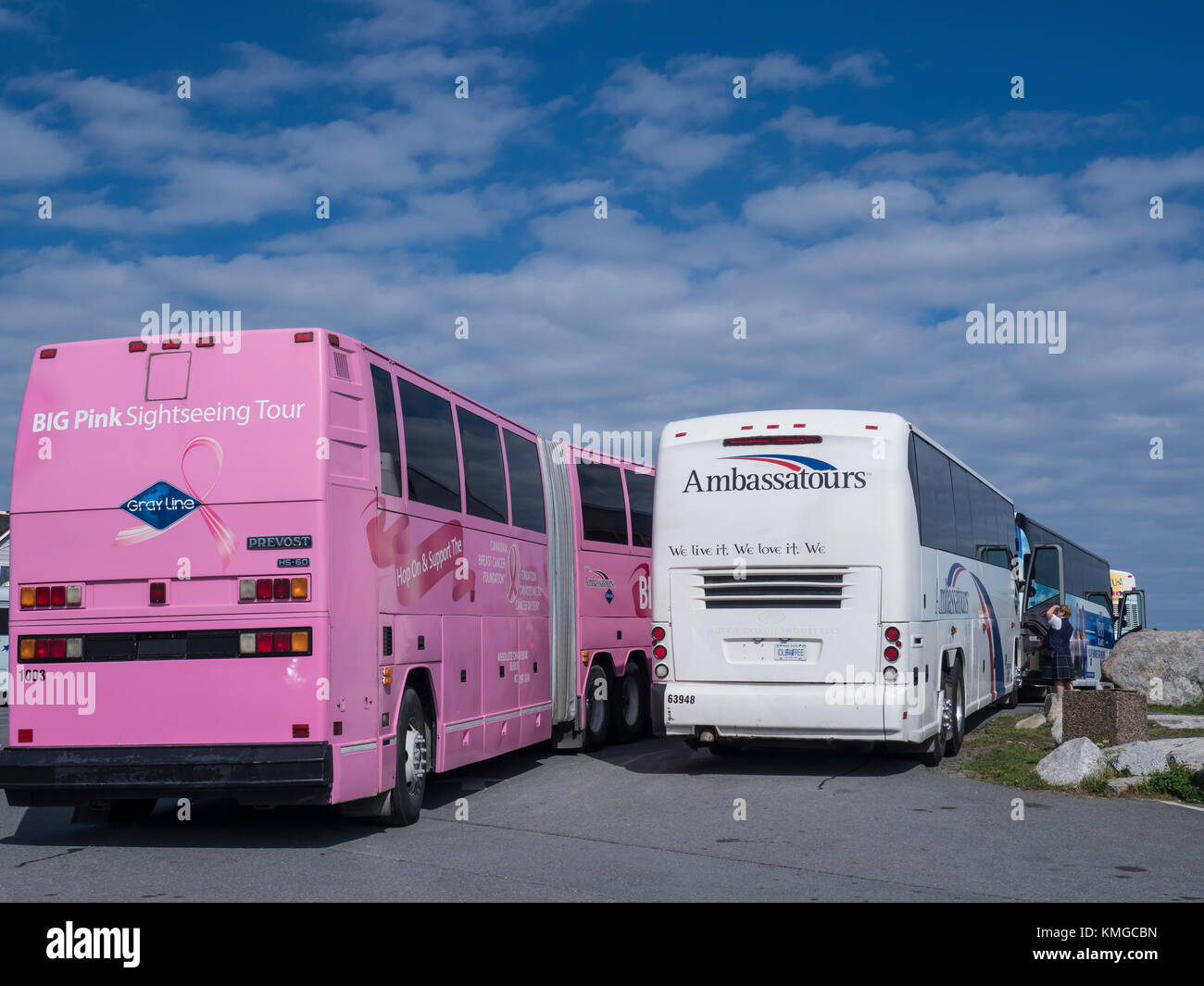 Tour buses, Peggy's Cove, Nova Scotia, Canada Stock Photo Alamy