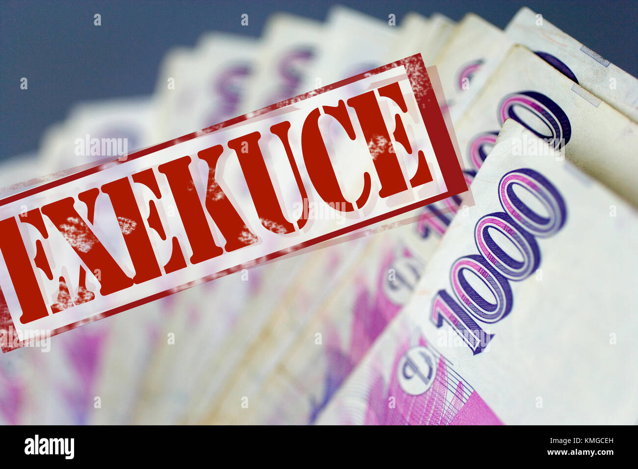 Czech economy and finance -  enclosure and money - exekuce a peníze Stock Photo