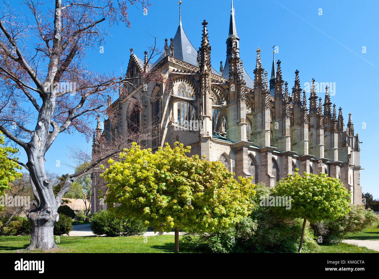 KUTNA HORA, CZECH REPUBLIC - JULY 13 -  gothic Saint Barbora cathedral (UNESCO) on July 13, 2014 in Kutna Hora town, Central Bohemia region, Czech rep Stock Photo
