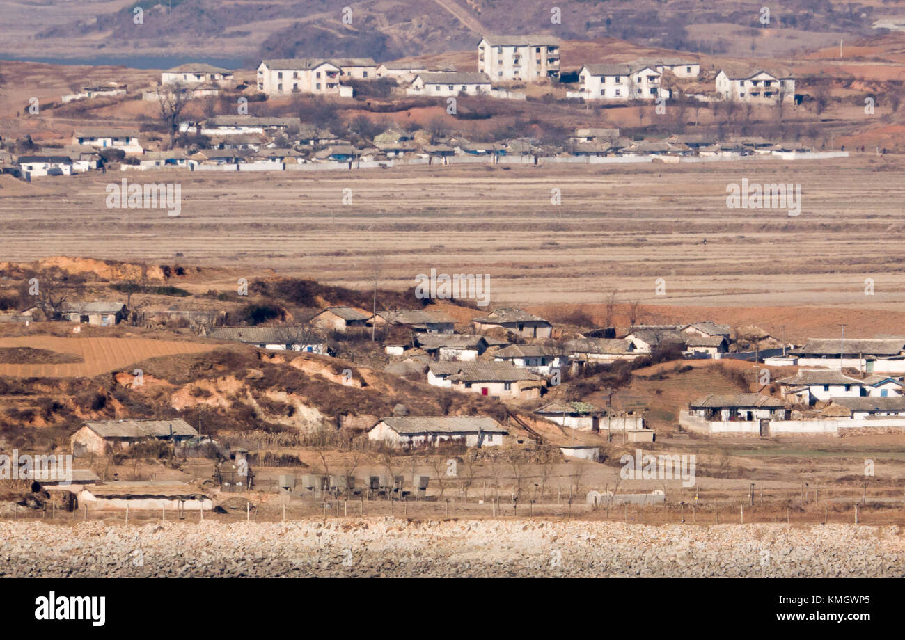 North Korean village, Dec 4, 2017 : A North Korean village and Stock