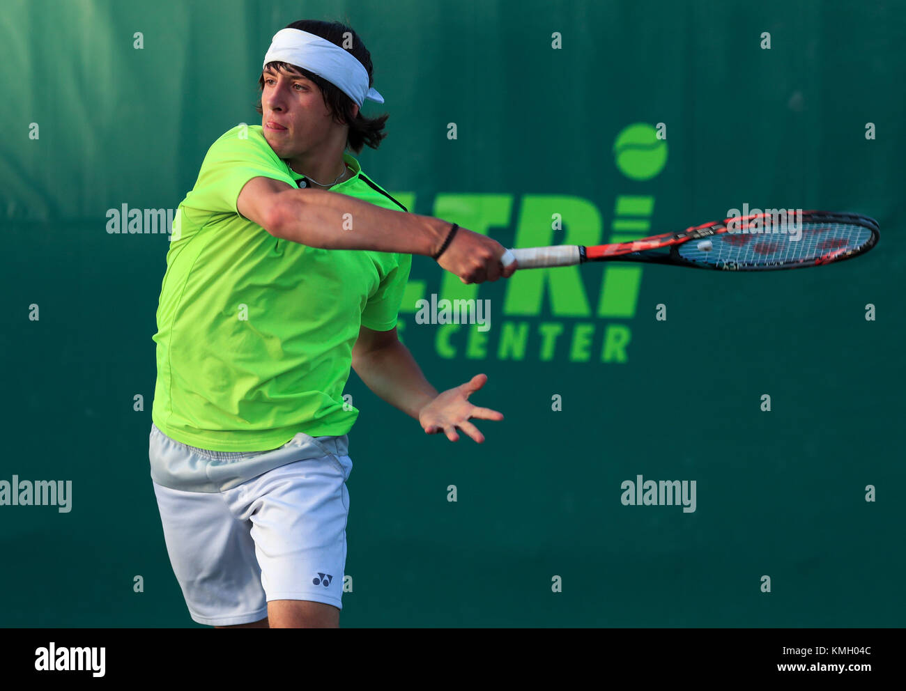 Plantation, Florida, USA. 07th Dec, 2017. Justin SCHLAGETER (GER) plays in the 2017 Orange Bowl International Tennis Championship elimination rounds of Boys 18s and under, played at the Frank Veltri Tennis Center in Plantation, Florida, USA. Mario Houben/CSM/Alamy Live News Stock Photo