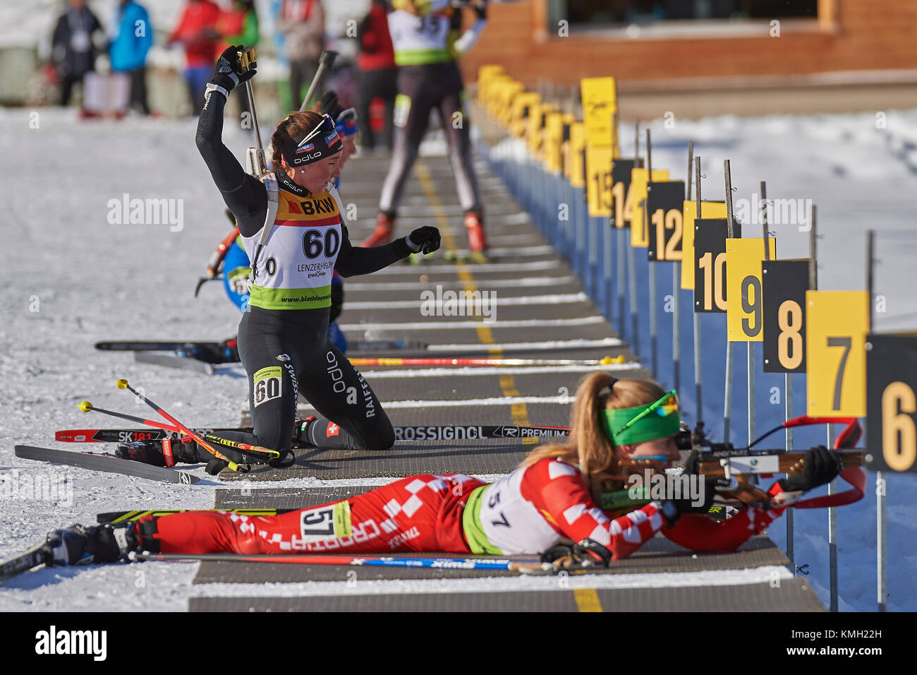 Biathlon sprint shooting hi-res stock photography and images