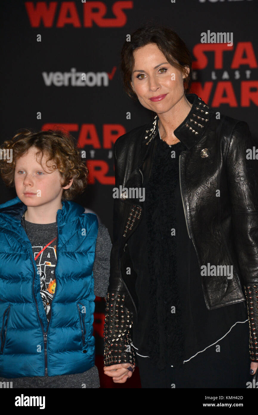 LOS ANGELES, CA. December 09, 2017: Minnie Driver & Henry Story Driver at the world premiere for 'Star Wars: The Last Jedi' at The Shrine Auditorium Picture: Sarah Stewart Credit: Sarah Stewart/Alamy Live News Stock Photo
