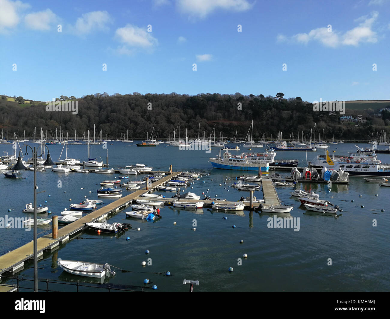 Dartmouth, 10th Dec 17 With the rest of the UK suffering freezing temperatures, the South West was the exception, with double figure temperatures across most of Devon. The riverbank at Dartmouth basked in glorious sunshine for most of the day. Photo Central/Alamy Live News Stock Photo