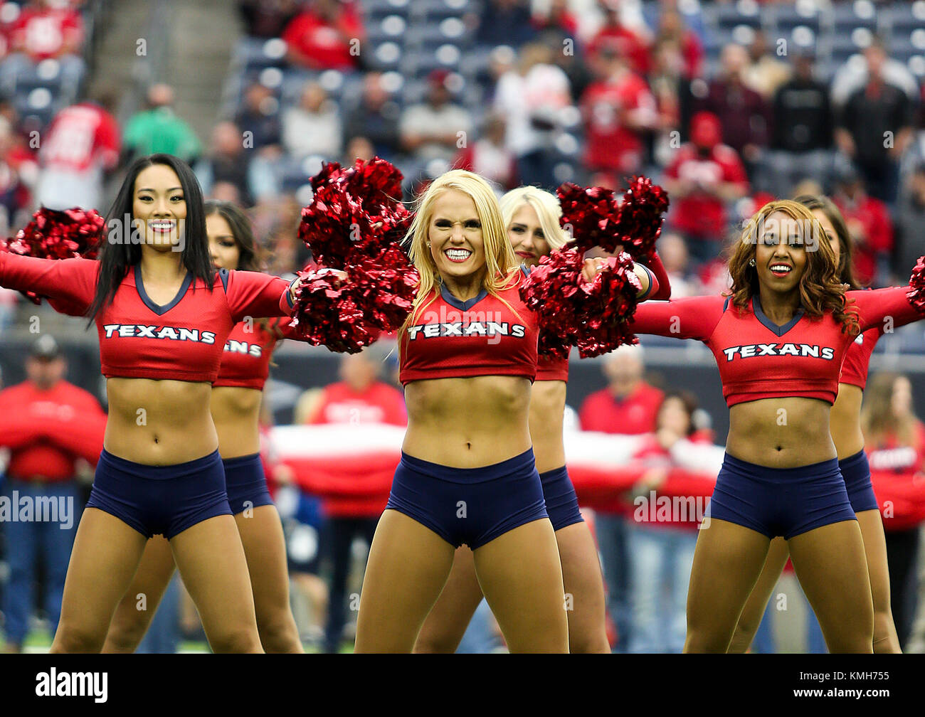 HOUSTON, TX - DECEMBER 18: The Houston Texans cheerleaders rev up the crowd  during the football game