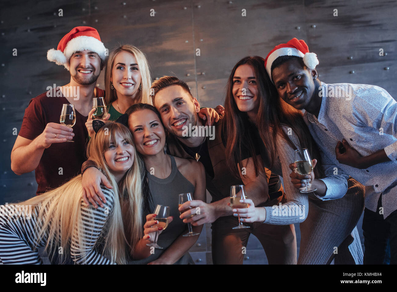 Students posing for group selfie - Stock Photo - Dissolve