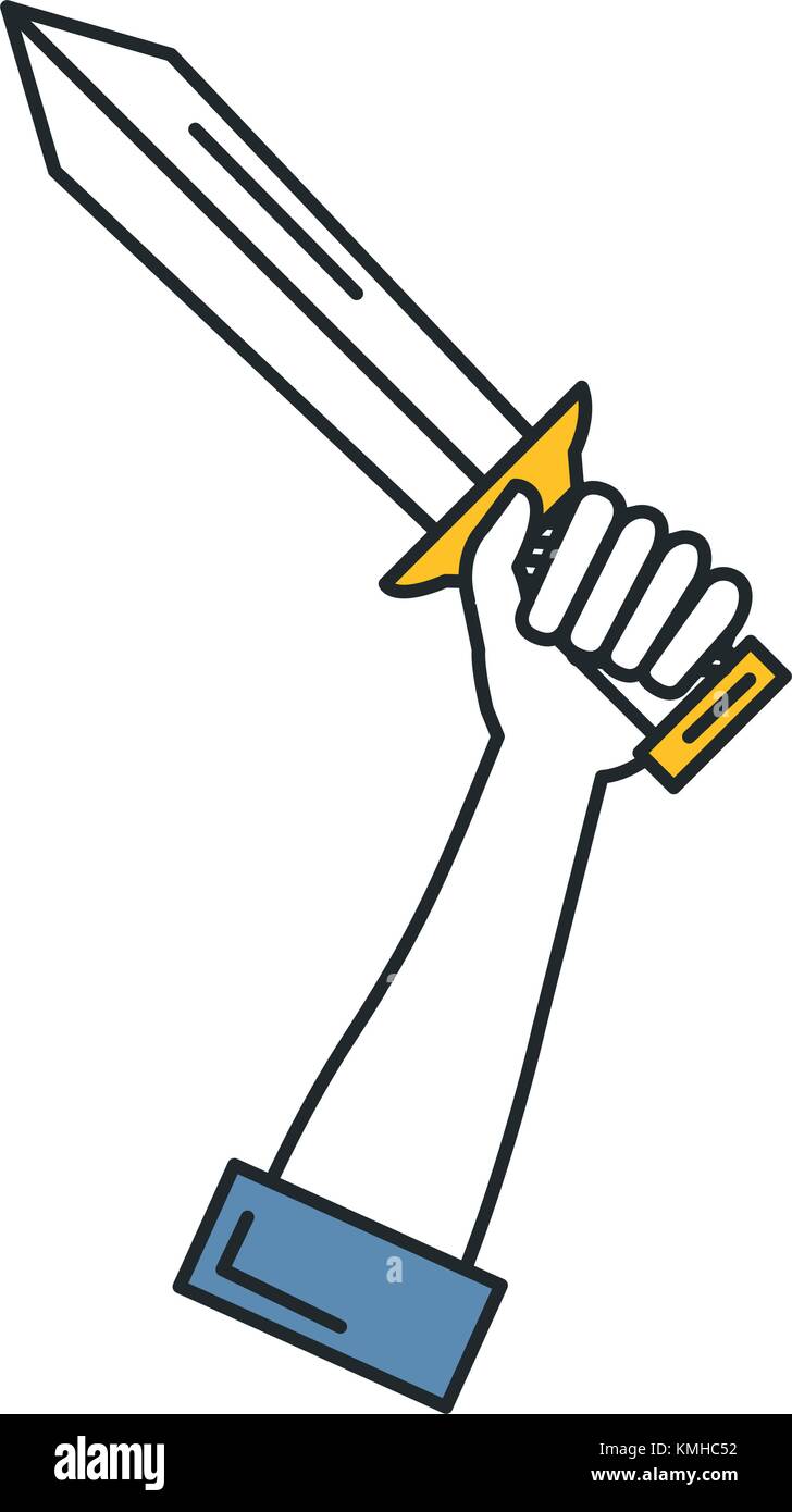 hand whit warrior sword vector illustration design Stock Vector Image ...