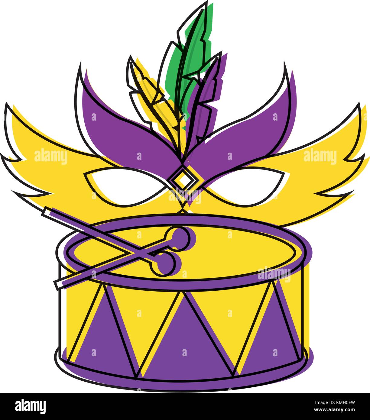 mardi gras mask and drum festival celebration Stock Vector Image & Art