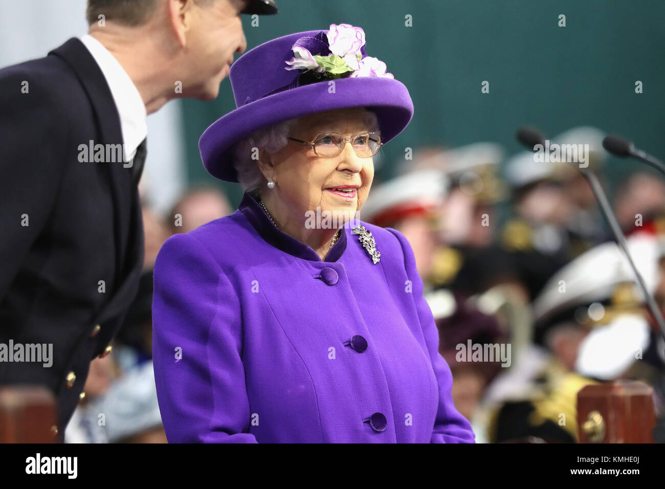 Queen Elizabeth II during the commissioning of HMS Queen Elizabeth ...